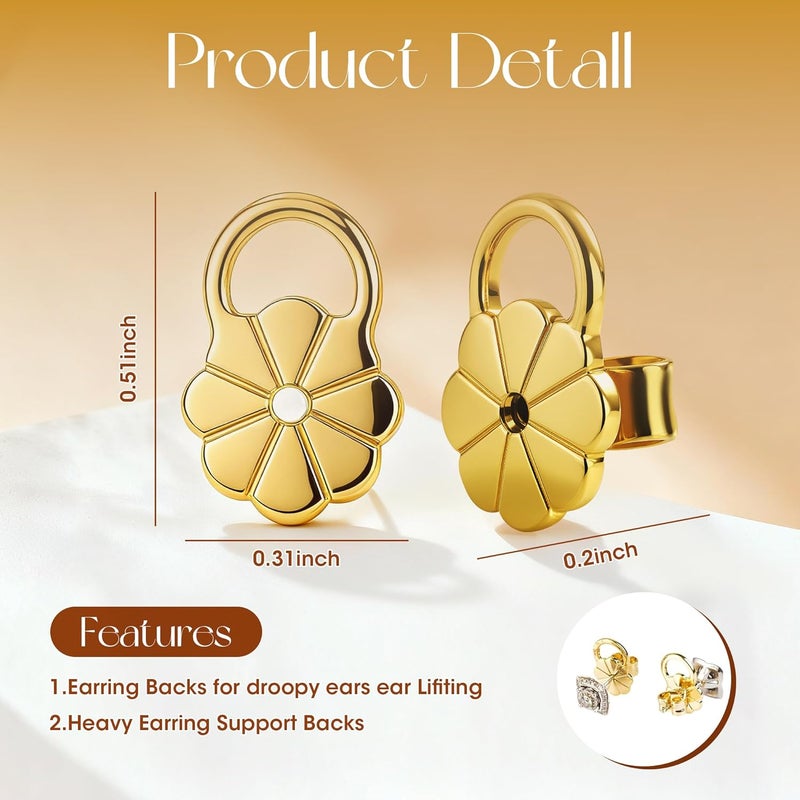 Goffing Earring Backs Replacements for Droopy Ears, Heavy Earrings Lifters, Locking Ear Support for Sensetive Skin, 6 Pairs - Image 5